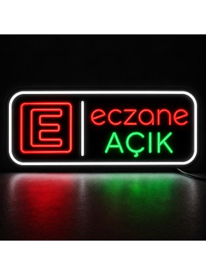 Neon LED Eczane Açık Tabela – Pleksi Işıklı Duvar Yazısı