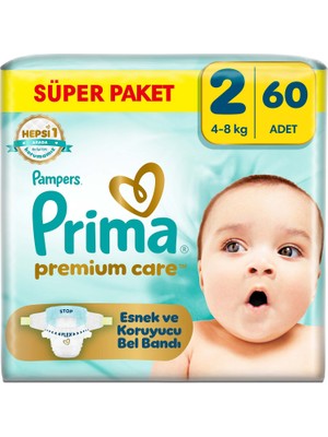 Prima Bebek Bezi Premium Care 2 Numara 60 Adet Ekonomik Paket