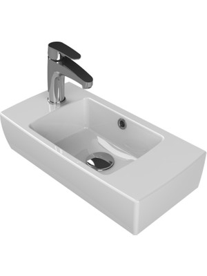 Turkuaz Cerastyle Tezgah Üstü Lavabo 25*50 cm (Batarya Deliği Solda) Modern Tasarım