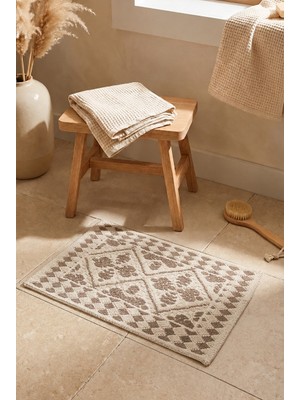 TAIBA COTTON Rivoli Lüks Pamuklu Bukle Banyo Paspası 40X60 cm - Makinede Yıkanabilir Tekli Paspas
