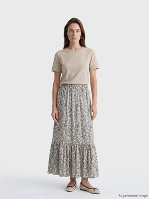 LC Waikiki Beli Lastikli Desenli Fırfırlı Etek  (S6)