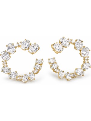 Merano Design Oval Taşlı Gold Küpe