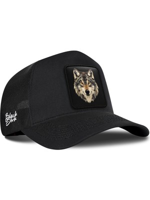 BlackBörk Kurt Logolu Siyah Trucker Şapka