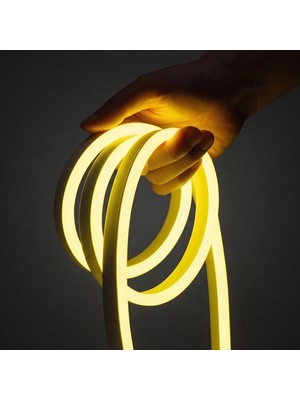 Ema Dükkan 12V 5 Metre Limon Sarısı Neon Led Şerit Işık | Prize Tak Çalıştır | Anahtarlı Fişli 1.5M Kablo | Esnek Silikonlu Led