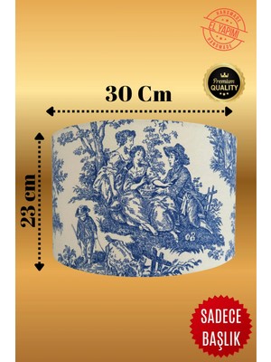Apcasa Decor Vintage Toile De Jouy Desenli Lambader Başlığı 30CM Çap