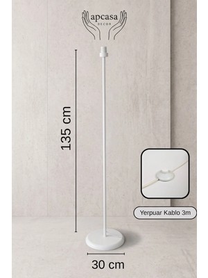 Apcasa Decor Beyaz Sade Metal Lambader Ayağı