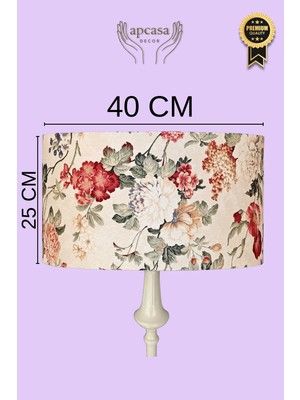 Apcasa Decor Çiçekli Bej Lambader Başlığı Zarif Çiçekli Kumaş Lambader Başlığı - Yalnızca Başlık Satılık