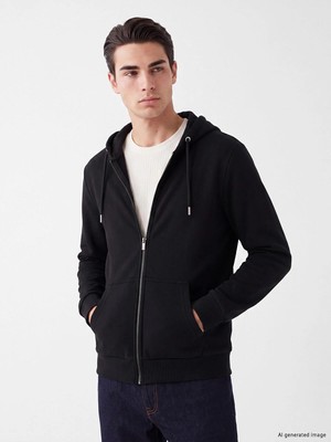 LC Waikiki Kapüşonlu Erkek Fermuarlı Sweatshirt  (W6)