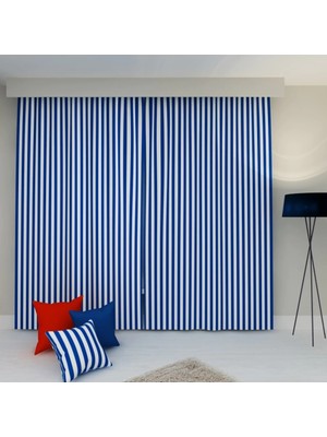 Perhal Mavi Beyaz Çizgili 150X200 cm Balkon Perdesi, Balkon Çadır Brandası, Balkon Güneşlik