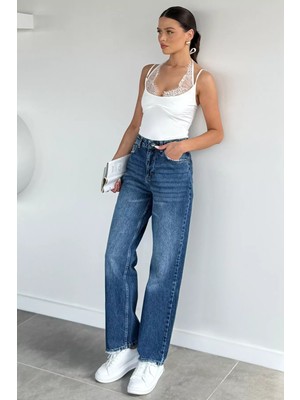 Gülseli Kadın Yüksek Bel Paça Püsküllü Jean Kot Pantolon P-00021658