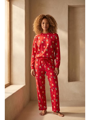 Katia & Bony Kadın Dear Santa Ginger Breadman Pijama Takımı Kırmızı