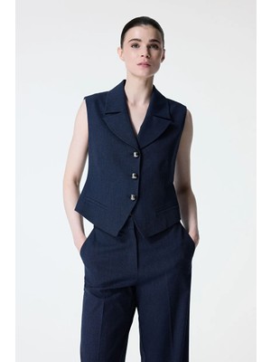 adL Denim Görünümlü Yelek Lacivert 17944443004