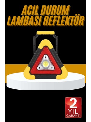 DMC Reflektör Işıklı Ikaz Lambası Şarjlı Çok Fonksiyonlu Işıklı Üçgen Reflektör - Bayi Depom