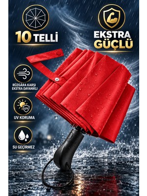 bliss umbrella Ergonomik Saplı 10 Telli Otomatik Şemsiye Bordo