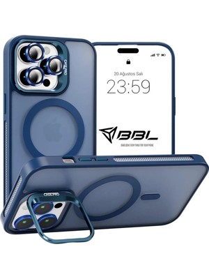 Emybox Apple Iphone 15 Pro Kamera Korumalı Stantlı Magsafe Destekli Lens Koruyucu Hediye Telefon Kılıf