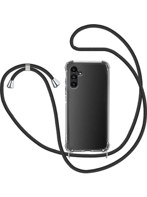 Emybox Samsung Galaxy A54 Boyun Askılı Köşe Korumalı Şeffaf Silikon Telefon Kılıfı