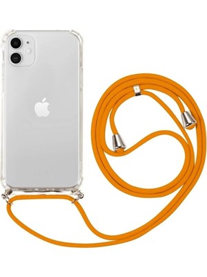 Emybox Iphone 12 Uyumlu Boyundan Askılı Şeffaf Darbe Emici Antishock Silikon Telefon Kılıfı