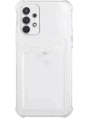 Emybox Galaxy A32 Kamera Köşe Korumalı Darbe Emici Silikon Şeffaf Kartlıklı Telefon Kılıfı Kapak
