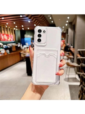 Emybox Galaxy A25 Kamera Köşe Korumalı Darbe Emici Silikon Şeffaf Kartlıklı Telefon Kılıfı Kapak