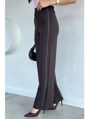 Gülseli Kadın Bel Lastikli Taş Işlemeli Likralı Pantolon P-00021329