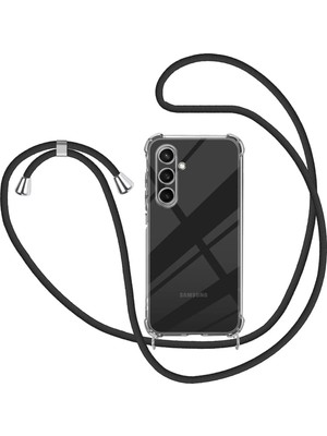 Emybox Samsung Galaxy A15 Boyun Askılı Köşe Korumalı Şeffaf Silikon Telefon Kılıfı