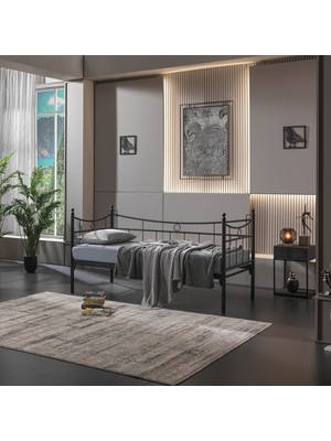 Unimet Daily Daybed Tek Kişilik Sedir Divan Metal Karyola Modern Tasarım Siyah Renk