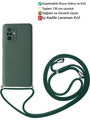 Emybox Xiaomi Redmi Note 10 Pro Telefon Kılıfı - Boyun Askılı Lansman Içi Kadife Yumuşak Silikon