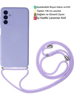 Emybox Samsung Galaxy A15 Telefon Kılıfı - Boyun Askılı Lansman Içi Kadife Yumuşak Silikon