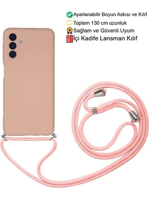 Emybox Samsung Galaxy A54 Telefon Kılıfı - Boyun Askılı Lansman Içi Kadife Yumuşak Silikon