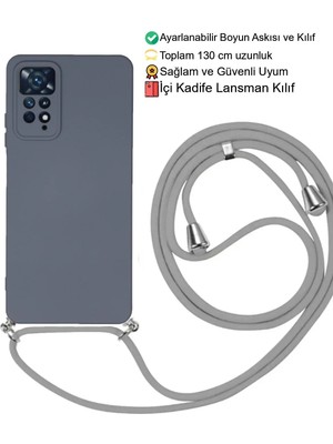 Emybox Xiaomi Redmi Note 11 / 11S Telefon Kılıfı - Boyun Askılı Lansman Içi Kadife Yumuşak Silikon