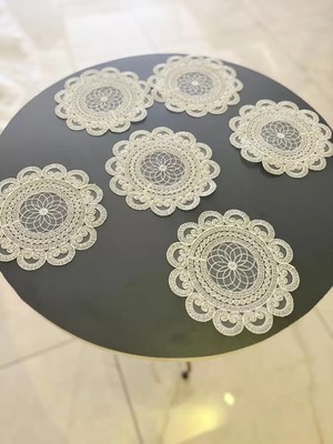 Bezos 6 Lı Dantel Kahve Sunumluğu 15X15 cm Asorti Desenli Çeyizlik Sunumluk