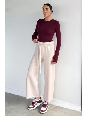 Gülseli Kadın Bel Bağlamalı Bol Paça Pantolon P-00021124