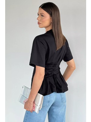 Gülseli Kadın Arkası Bağcıklı Tişört P-00021144