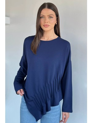 Gülseli Kadın Pileli Asimetrik Kesim Bluz P-00020539