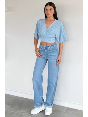 Gülseli Kadın Yüksek Bel Palazzo Jean Kot Pantolon P-00018903