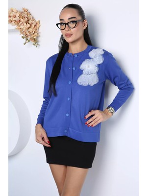 Gülseli Kadın Tül Işlemeli Triko Hırka (S-M-L-Xl Uyumludur) P-00018061