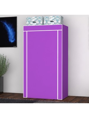 Cimri Kese Lila Renkli Mini Bez Dolap 1 Kapılı PVC Malzeme ile Geniş Depolama Alanı Sunar
