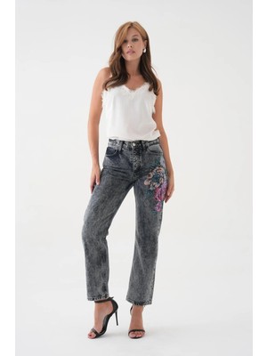 Yumey Gül Taşlı Pantolon