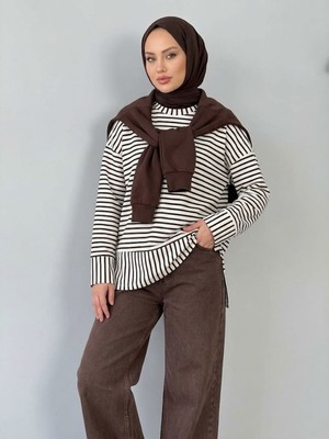 Foremia Çizgili Oysho Tunik-Kahve -