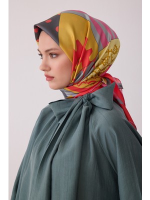 Belli Obje Desen %100 Twill Ipek Eşarp BE09-82