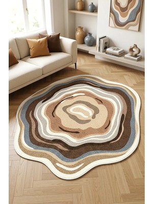 Decomia Home Dijital Kaymaz Yıkanabilir Renkli Yuvarlak Salon Halısı Çocuk Halısı