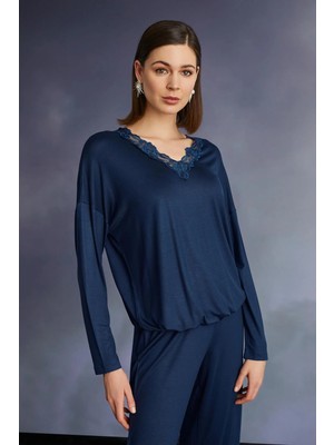 Nightlove Monamise Dantelli ve Bağcık Detaylı Pijama Takımı