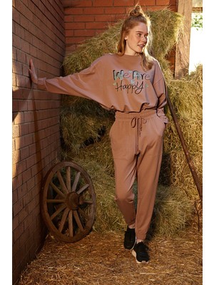 Nightlove Monamise Yazı Baskılı ''we Are Happy'' Pijama Takımı