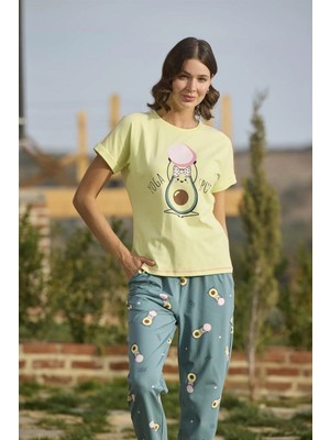 Nightlove Monamise Desenli ve Baskılı ''yoga Sport'' Pijama Takımı