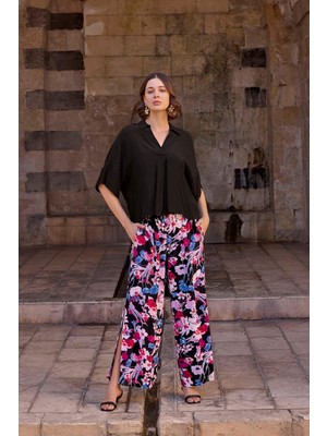 Nightlove Monamise Çiçek Desenli Yırtmaç Detaylı Alt Üst Takım