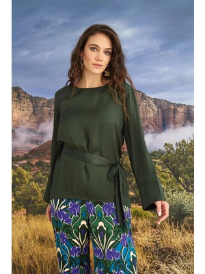 Nightlove Monamise Çiçek Desenli Uzun Kollu Saten Alt Üst Takım