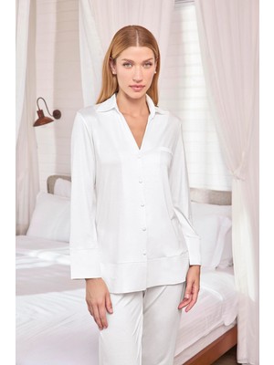 Nightlove Monamise  Uzun Kollu Önü Düğmeli Gömlek Yaka Pijama Takımı