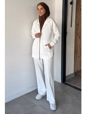 Julude Şık Enerji Fermuarlı Sweat Pantolon Tesettür Ikili Takım P-00023005