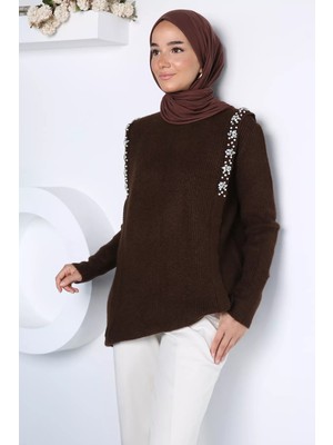 Julude Gülseli Taş Işlemeli Tesettür Triko Tunik P-00023160