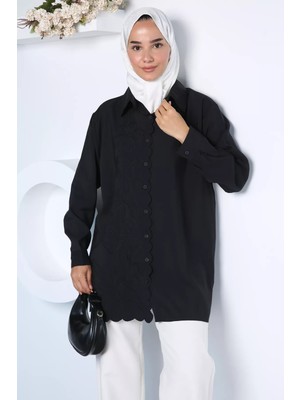 Julude Çiçek Nakışlı Tesettür Gömlek P-00022983